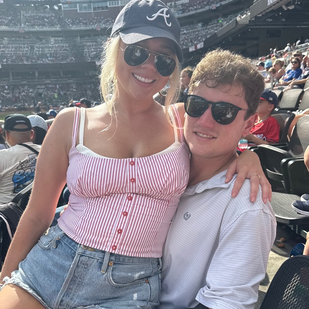 Reformation white and red stripe top